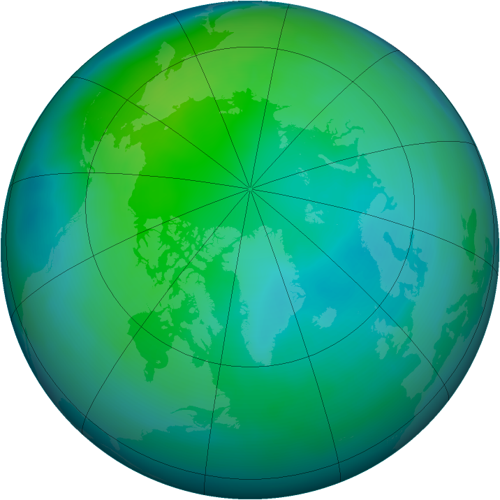 Arctic ozone map for October 2013